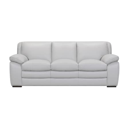 Armen Living Zanna Contemporary Sofa in Genuine Dove Gray Leather with Brown Wood Legs LCZA3DV